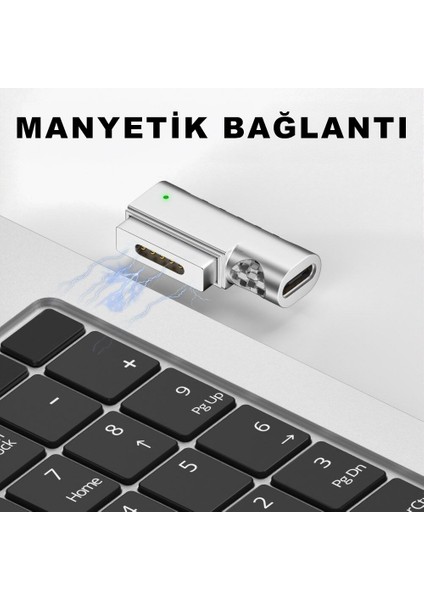 Type-C To Magsafe 2 85W A Kadar Destekli L Model Şarj Çevirici Adaptör