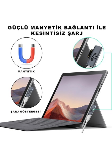 Type-C To Surface Pro 102W Şarj Çevirici Adaptör