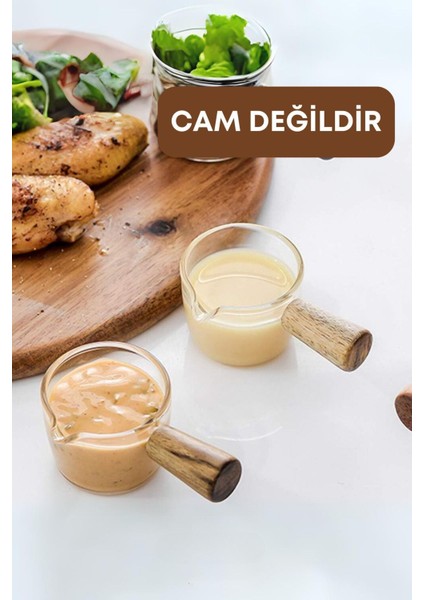 Ahşap 4'lü Ahşap Standlı Bambu Saplı Mika Sosluk Reçellik Çerezlik Ikramlık Sunumluk-Cam Değildir 1