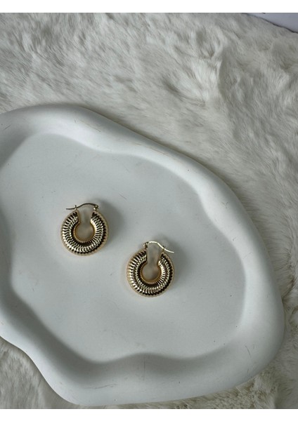 Tırtıklı Gold Küpe