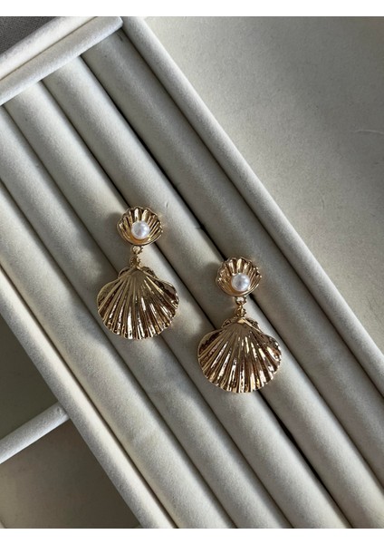 Deniz Kabuğu Gold Küpe