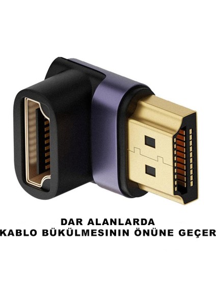 HDMI To HDMI 90 Derece Çevirici 8k 2.1 UHD Dönüştürücü Adaptör