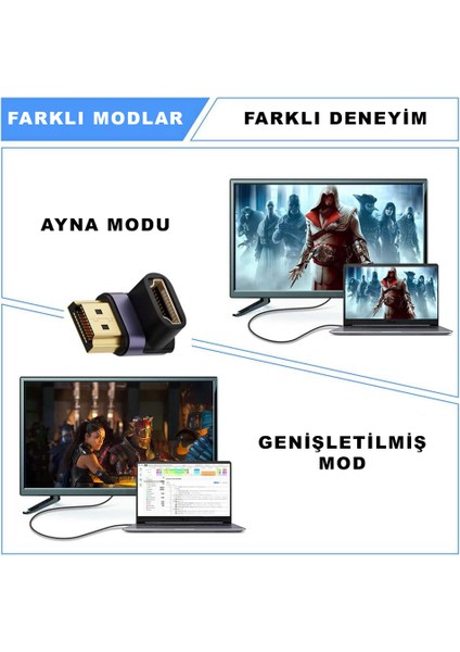 HDMI To HDMI 90 Derece Çevirici 8k 2.1 UHD Dönüştürücü Adaptör