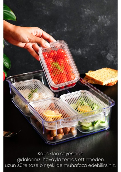 5 Bölmeli Kapaklı Şeffaf Saklama Kabı Seti fiyatları