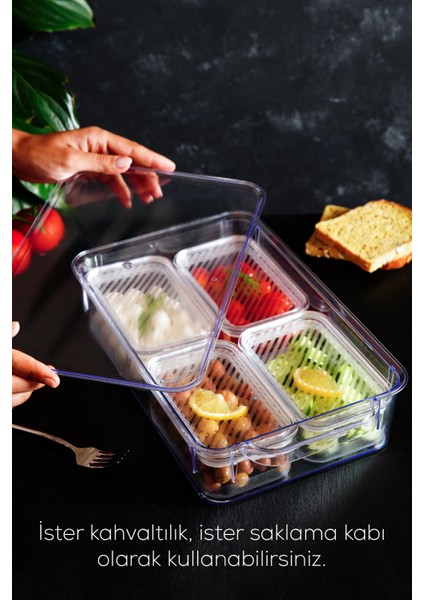 5 Bölmeli Kapaklı Şeffaf Saklama Kabı Seti modelleri