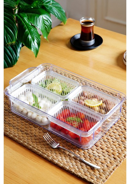 5 Bölmeli Kapaklı Şeffaf Saklama Kabı Seti fırsatları