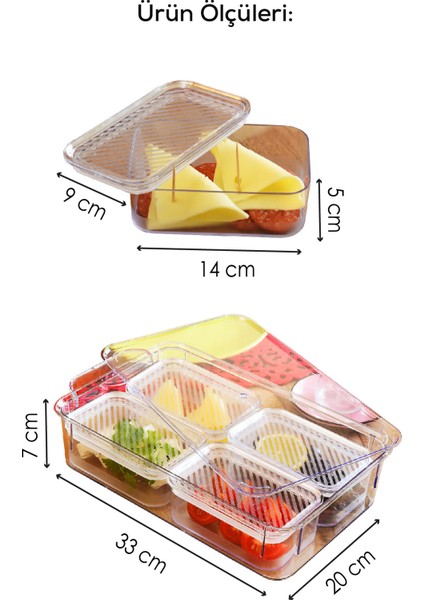 5 Bölmeli Kapaklı Şeffaf Saklama Kabı Seti indirimleri