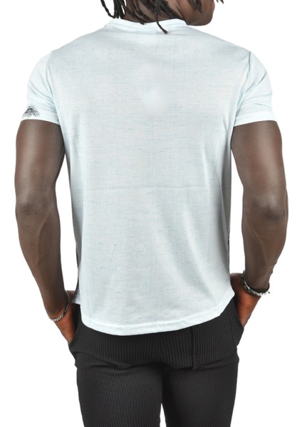 Kendinden Desenli Summer Yazılı Dijital Palmiye Baskılı T-Shirt 2403220 indirimleri