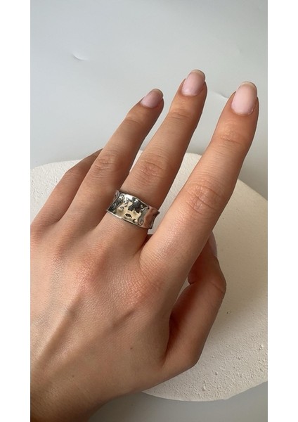 Plaka Kalın Gümüş Yüzük