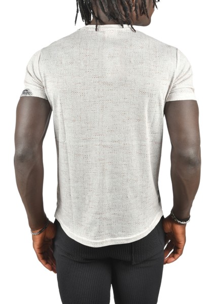 Kendinden Desenli Summer Yazılı Dijital Palmiye Baskılı T-Shirt 2403220 indirimleri
