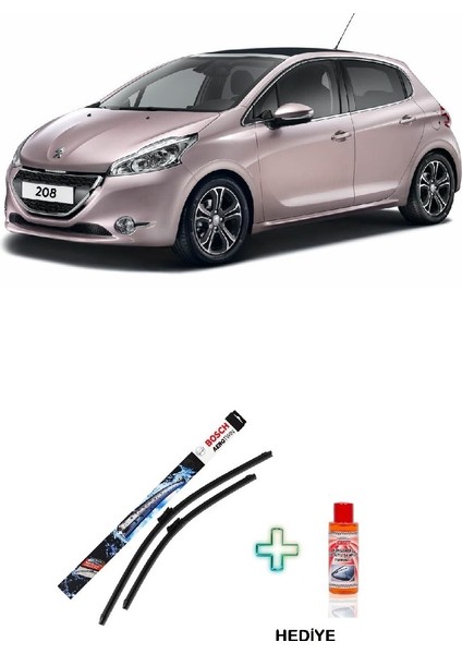 Peugeot 208 Silecek Takımı (2012-2021) Bosch Aerotwin Serisi Silecek Takımı + Cam Şampuanı Hediyeli