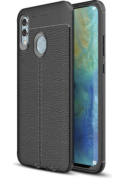 Huawei P Smart 2019 Kılıf Niss Deri Görünümlü Silikon + Ekran Koruyucu