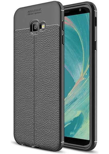 Samsung Galaxy J4 Plus Kılıf Niss Deri Görünümlü Silikon + Ekran Koruyucu