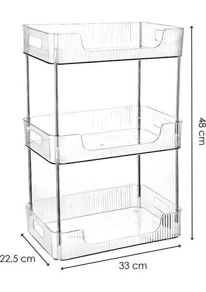 Üç Katlı Dikdörtgen Makyaj Organizeri Şeffaf