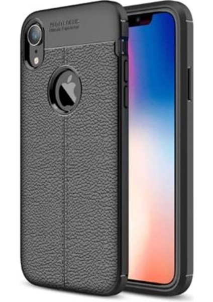 iPhone Xr Kılıf Niss Deri Görünümlü Silikon + Ekran Koruyucu