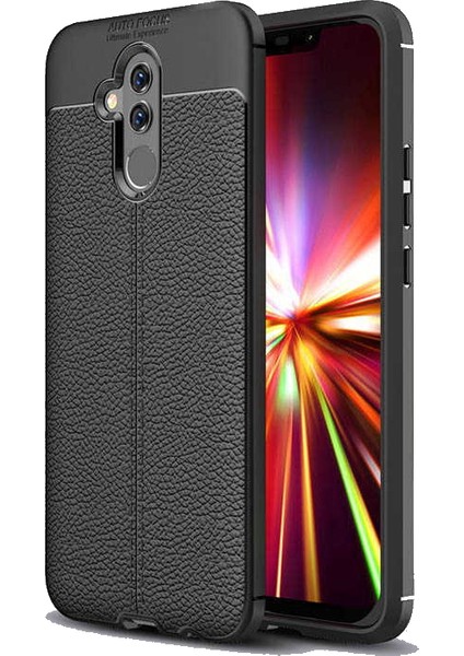 Huawei Mate 20 Lite Kılıf Niss Deri Görünümlü Silikon + Ekran Koruyucu
