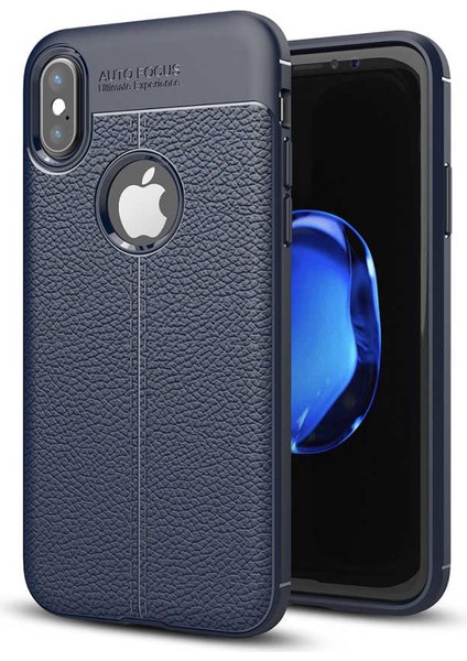 iPhone x Kılıf Niss Deri Görünümlü Silikon + Ekran Koruyucu