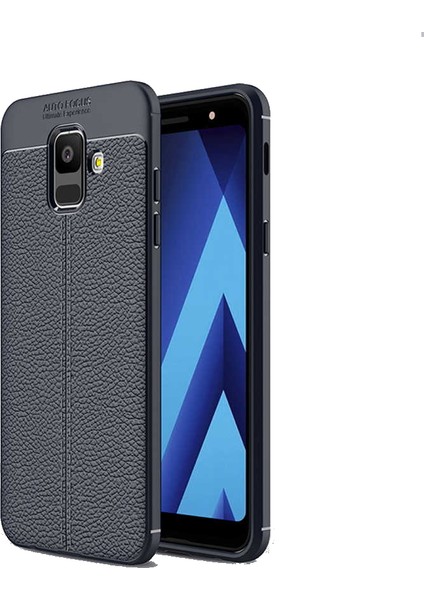 Samsung Galaxy A6 2018 Kılıf Niss Deri Görünümlü Silikon + Ekran Koruyucu