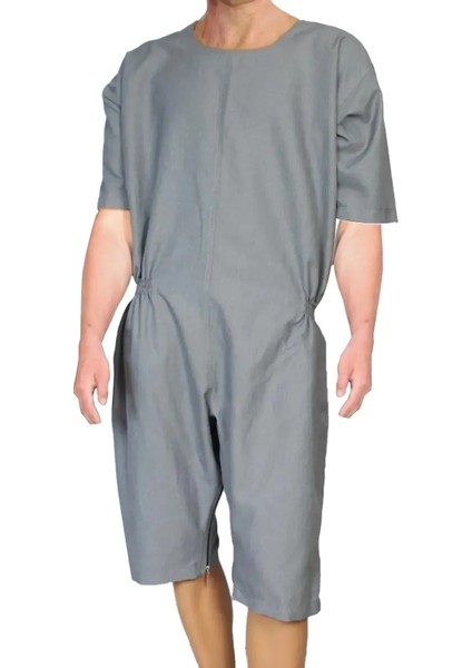 Özel Tasarım Kısa Kol Gri Renk Hasta Tulumu