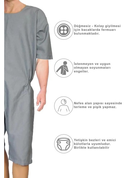 Özel Tasarım Kısa Kol Gri Renk Hasta Tulumu fırsatları