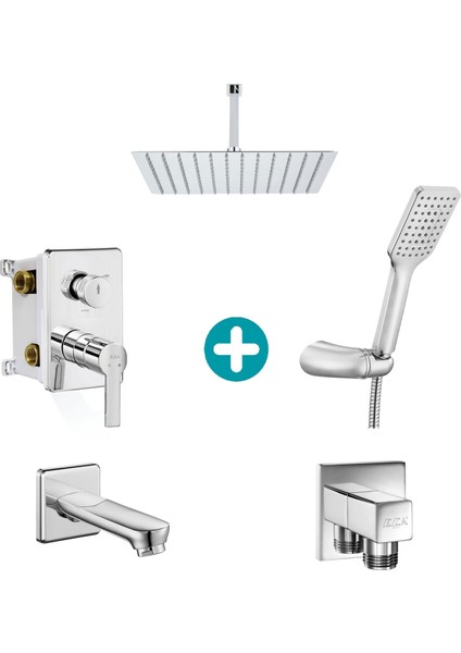 Delta Ankastre Gömme Banyo Bataryası Duş Seti Tüm Parçalar Dahil 40X40