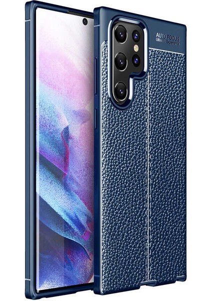 Samsung Galaxy S22 Ultra Kılıf Niss Deri Görünümlü Silikon + Ekran Koruyucu