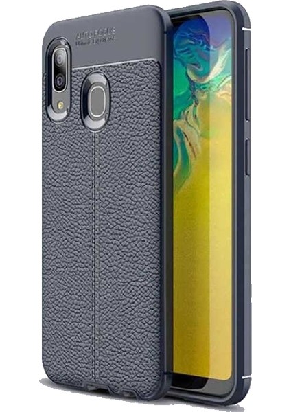 Samsung Galaxy A20 Kılıf Niss Deri Görünümlü Silikon + Ekran Koruyucu