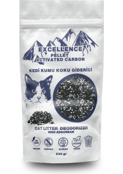 Kedi Kumu Koku Giderici Excellence Km Pellet Activated Carbon 230 gr Kömür Bazlı Pelet Aktif Karbon