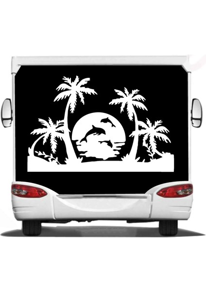 Palmiye Deniz Kumsal Yunus 4x4 Offroad Karavan Araba Oto Sticker 00133