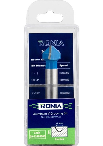 Ahşap Freze Bıçağı 29-12408008 Alüminiyum Katlanabilir V Yivli Freze Ucu Sap 8 mm fiyatları