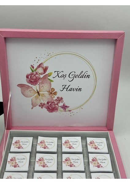 Mirabella Gift Isme Özel 32 Adet Bebek Hoşgeldin Hediyelik Doğum-Doğumgünü Çikolatası Bebek Çikolatası