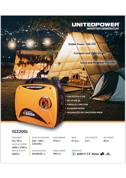 United Power 2024 Model 2200 Watt Benzinli Çanta Tipi Sessiz Inverter Jeneratör-Turuncu Renkunited Power 2024 Model 2200 Watt Benzinli Çanta Tipi Sessiz Inverter Jeneratör-Turuncu Renk