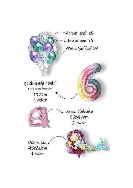 Deniz Kızı Balon Full Parti Süsleme Seti fiyatları