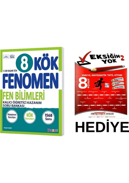 Fenomen Yayıncılık 8. Sınıf LGS Fen Bilimleri Kök Soru Bankası - Matematik Soru Bankası 2 Kitap