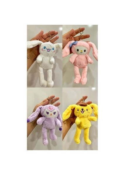 1 Adet Kawaii Sanrio Hello Kitty Peluş My Melody Cinnamoroll Melody Pompopurin Çanta Süsü Hediyelik