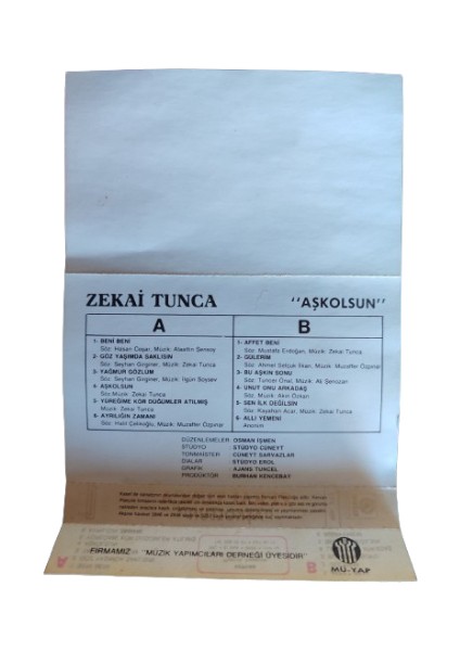 Zekai Tunca Aşkolsun 1987 Basım Kaset