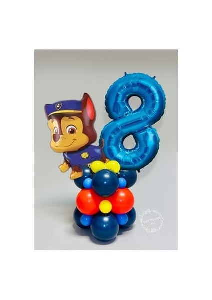 Mavi Rakam Balonlu Paw Patrol Karakterleri Balon Karşılama Seti Pençe Çetesi