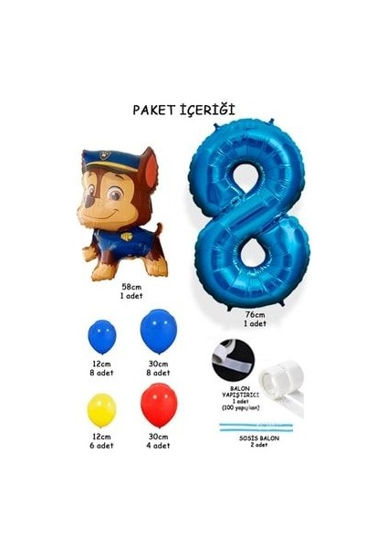 Mavi Rakam Balonlu Paw Patrol Karakterleri Balon Karşılama Seti Pençe Çetesi fiyatları