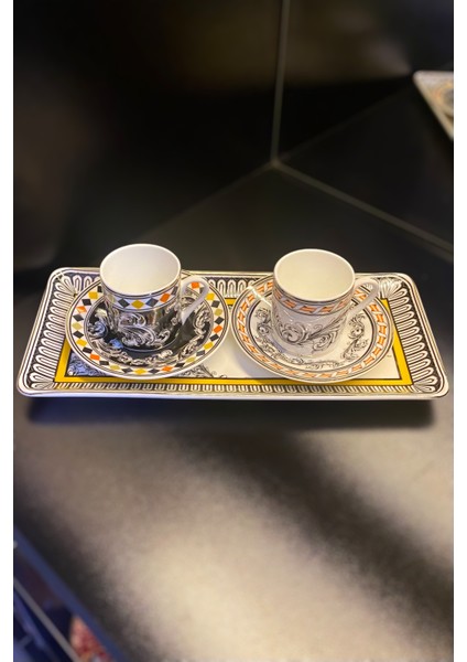 Margery Bone 2 Kişilik Sunum Tepsili Kahve Fincanı Seti
