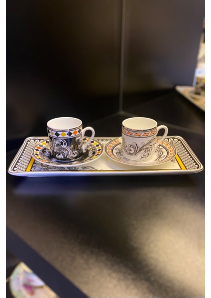 Margery Bone 2 Kişilik Sunum Tepsili Kahve Fincanı Seti