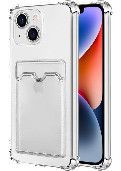 Apple iPhone 15 Plus Kılıf Kamera Korumalı Kartlıklı Setra Şeffaf Silikon
