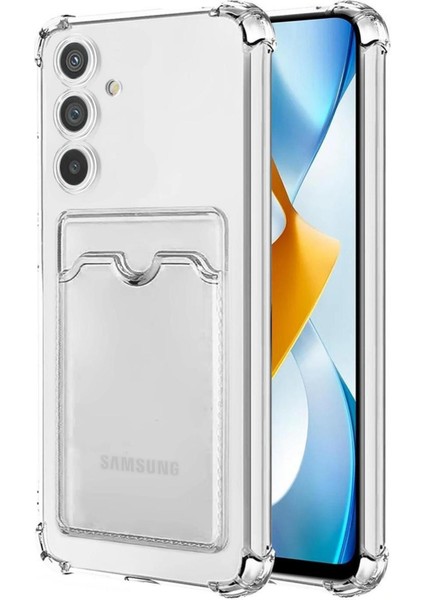 Samsung Galaxy A04S Kılıf Kamera Korumalı Kartlıklı Setra Şeffaf Silikon