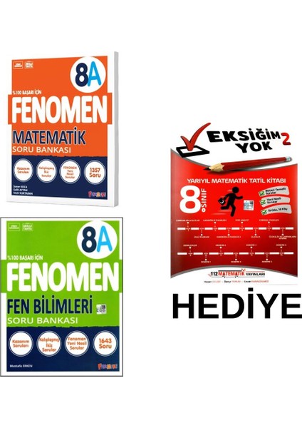 Fenomen Yayıncılık 8. Sınıf LGS Matematik - Fen Bilimleri Soru Bankası - Matematik Soru Bankası 3 Kitap