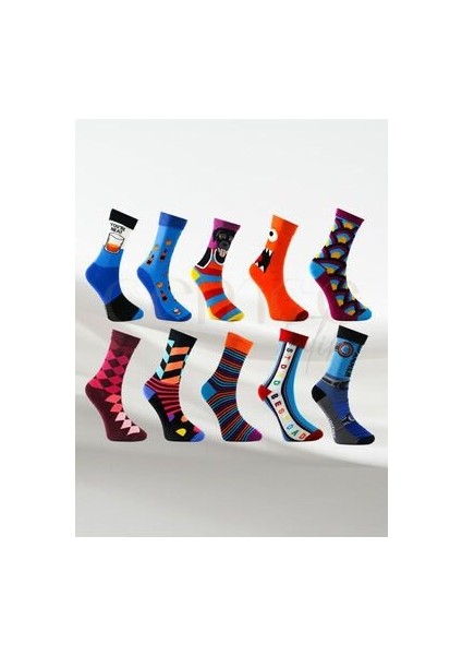 7 Li Çorap Desenli Çizgili Spor Eğlenceli Karikatürlü Çok Renkli Erkek Kadın Çorap fırsatları