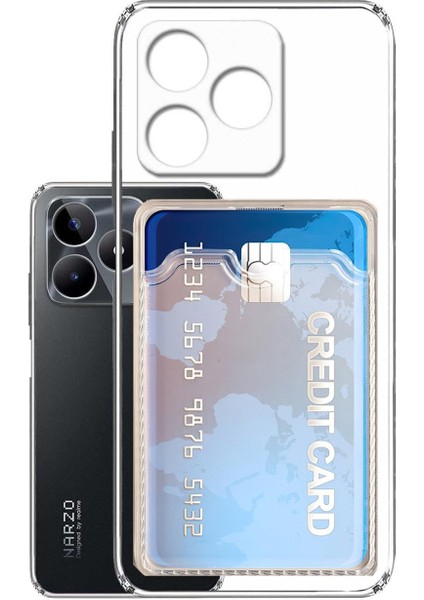 Realme C53 Kılıf Kamera Korumalı Kartlıklı Setra Şeffaf Silikon