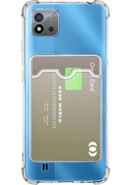 Realme C11 2021 Kılıf Kamera Korumalı Kartlıklı Setra Şeffaf Silikon