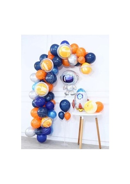 Astronot Balon Zinciri Full Set Çocuk Astronot Uzay Galaksi Roket Balon Zincir Seti