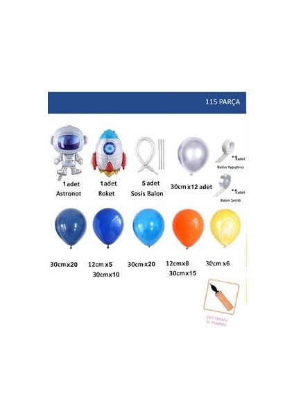 Astronot Balon Zinciri Full Set Çocuk Astronot Uzay Galaksi Roket Balon Zincir Seti fiyatları