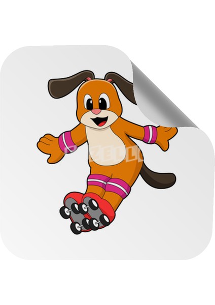 Dog As Skater With Inline Skates Sticker