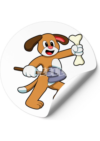 Dog With Bone & Shovel Sticker